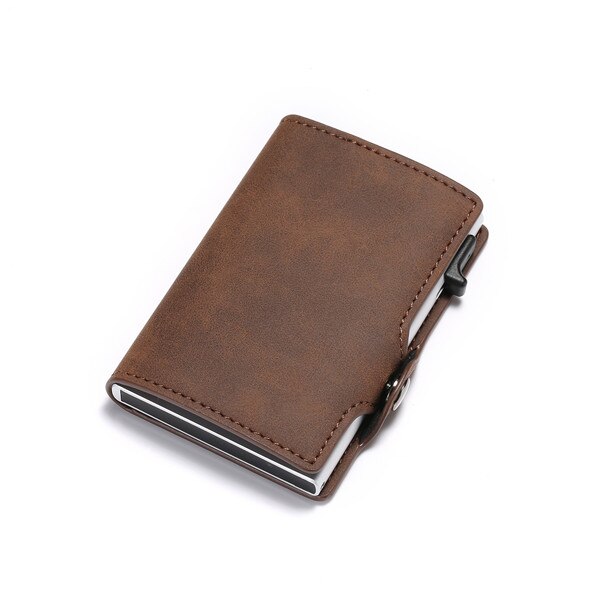 Zovyvol Mannen Mode Portemonnee Vintage Kaarthouder Rfid Slanke Koffer Business Luxe Card Case Anti-Diefstal-Kaart: Coffee ZF002