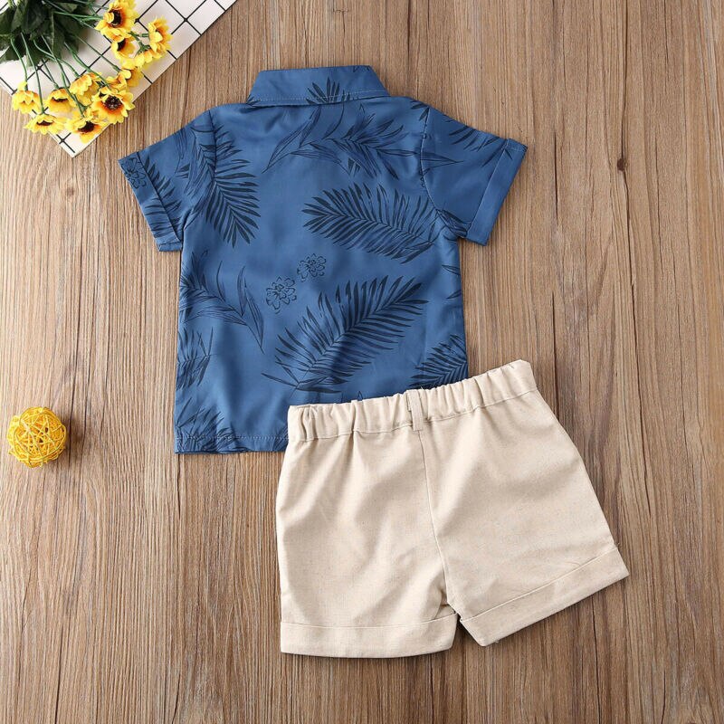 2 stücke Kleinkind Kinder Baby Jungen Sommer Kleidung Set Kurzarm T-shirt Tops + Feste Kurze Outfits Set 2-6Years
