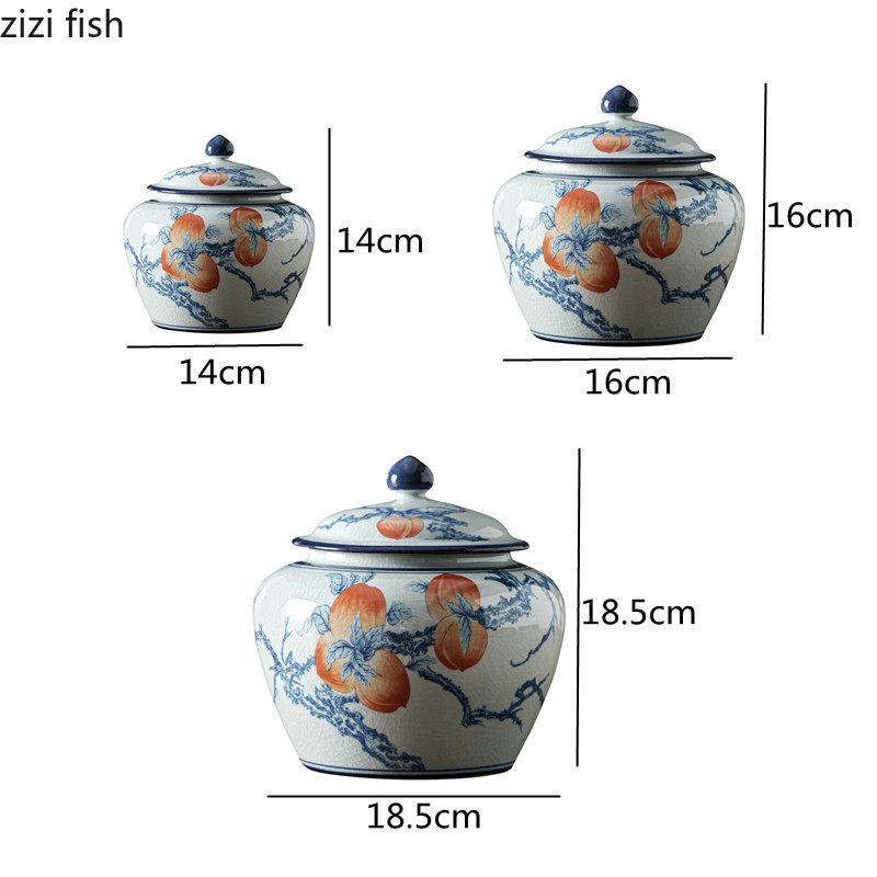 Ceramic Tea Caddy with Cover Moisture-proof Sealed Tank Storage Jar Tea Container Large Tea Box Food Storage Tank Tea Organizer