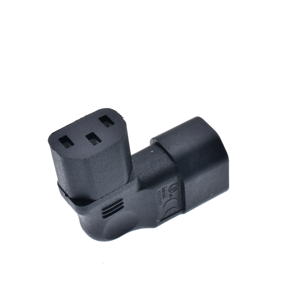 Right Angle IEC 320 C14 3 Pin Male to C13 Female PDU PSU UPS Power Extension Adapter Receptacle for LCD LED TV Wall Mount