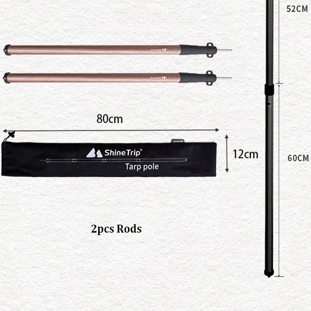 2pcs 2 Colors Telescoping Adjustable Lightweight Tarp Poles Outdoor Tool Camping Hiking Equipment Tent Rod