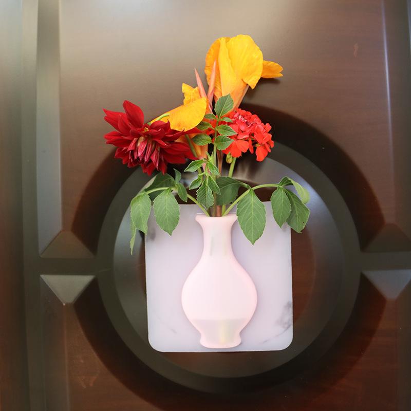 1pc lange hals vazen van rubber siliconen kleverige bloemenvaas, wanddecoratie vaas container bloemfles vaas decoratie thuis guanyin vaas
