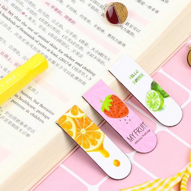 6PC Soft Magnetic Bookmark Fresh Fruit Cartoon Folder Student Boy Girl School Office Book Holder Cute Stationery
