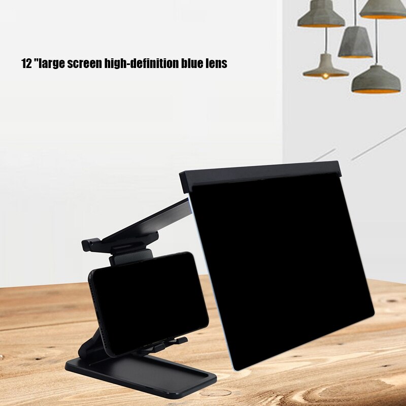 Phone Screen Magnifier With Cell Phone Stand For Desk 12Inch 3D HD Phone Screen Amplifier Projector Adjustable Desktop