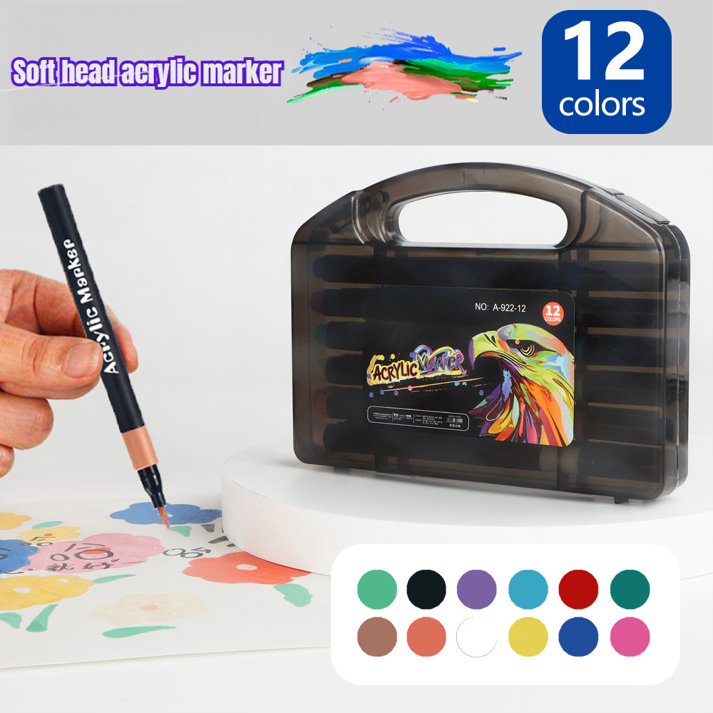 12/24/36/48 kleuren waterbestendige acrylmarkers voor het beschilderen van hout en steen, ideaal voor doe-het-zelf kunstprojecten voor studenten, schoolbenodigdheden: Wit