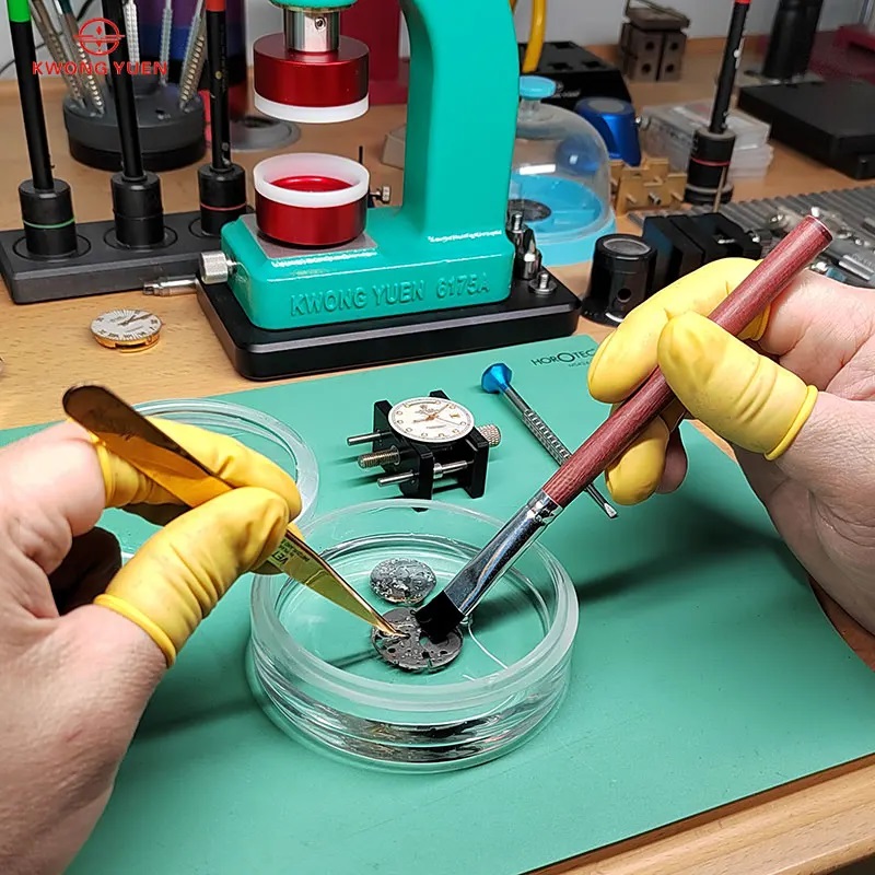 Kwong Yuen orologio cilindro di vetro cilindro di lavaggio parti di movimento cilindro di pulizia strumenti per orologi con tazza di Benzine