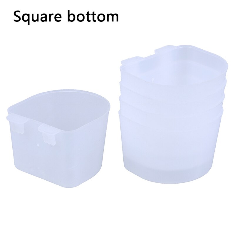 5pcs Bird Feeder Round/Square bottom Feeder Bowl Hanging Water Drinking Food Cup Bird Supplies: SB