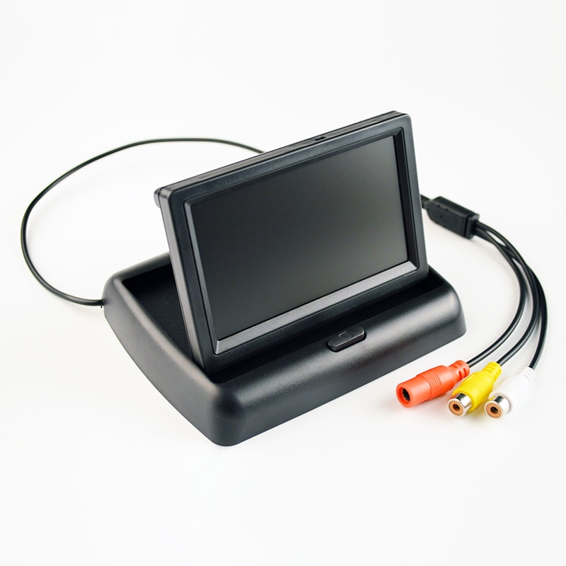 Monitor plegable para coche, pantalla de 4,3 ", Monitor de TFT-LCD a Color, vista trasera inversa, sistema de aparcamiento de 4,3 pulgadas para cámara de Vista trasera de coche