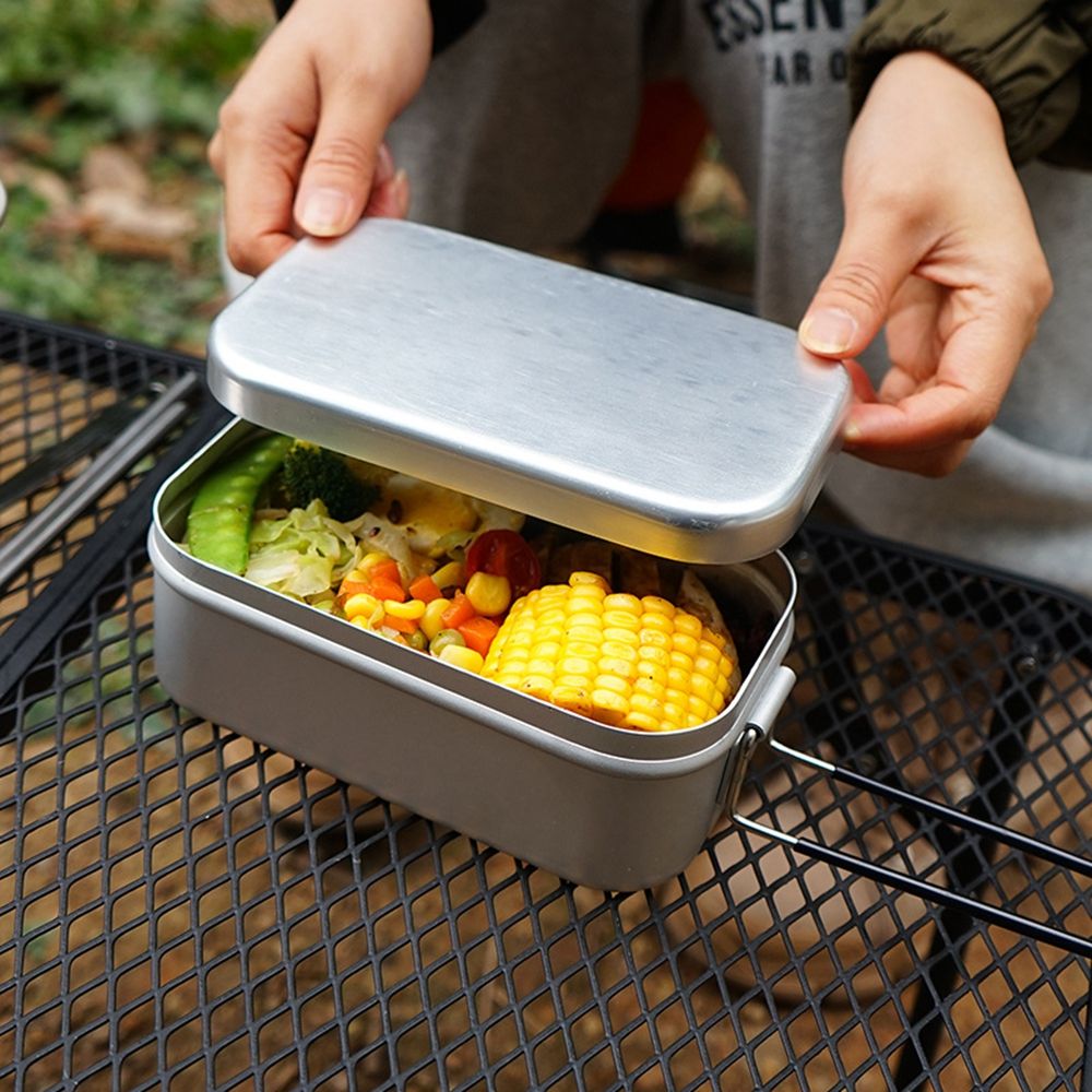 Aluminium Legierung Reise Werkzeug Geschirr Camping essen Containe Edelstahl Picknick Kasten Breafast Lagerung Mittagessen Kasten