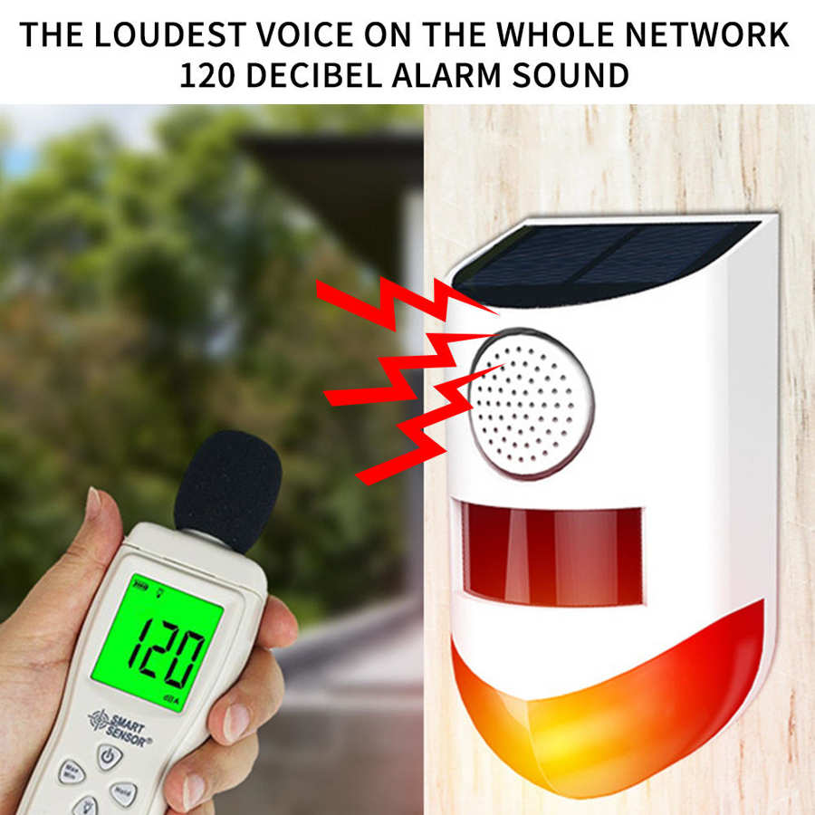 Solar Alarm Wireless Thermal Infrared Sensor 120db Warning Sound Waterproof Moistureproof Home Security Alert Solar Alarm