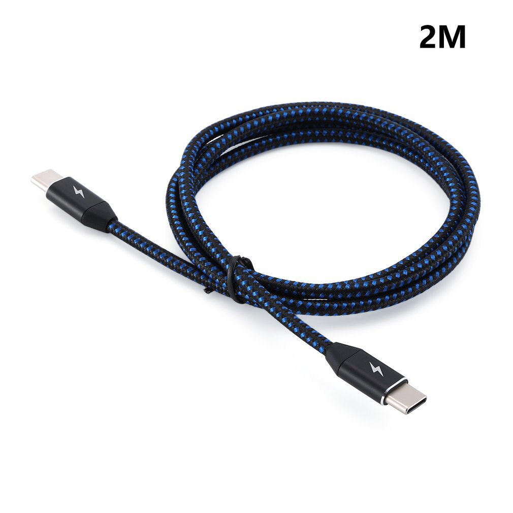 Double head type c data cable C to C male to male Type-c braided data cable 3A pd fast charging data cable: Black 2m