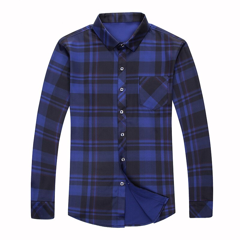 Miacawor Heren Shirts Lente Lange Mouw Slim Fit Camisa Masculina Business Casual Plaid Shirts Vintage Mannen Kleding C589