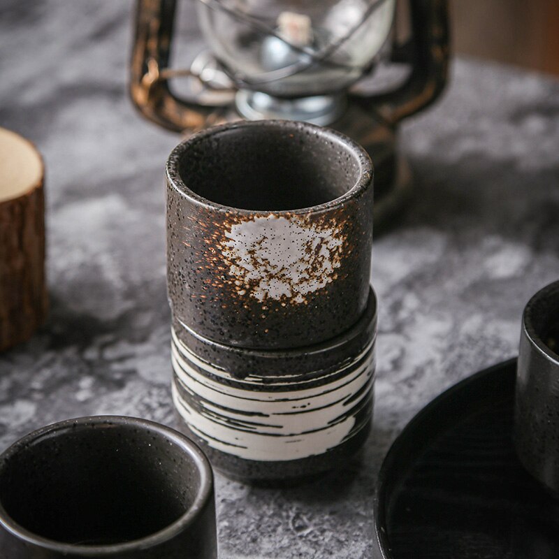 Taza de té japonesa LUWU, taza de agua, gres cerámico Kungfu pintado a mano, recipientes para beber té 200ml