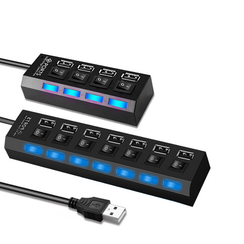 USB Hub 2.0 Multi Hub USB High Speed 4 7 Ports On Off Switch USB Splitter Adapter Computer Accessories For PC Laptop USB Expand