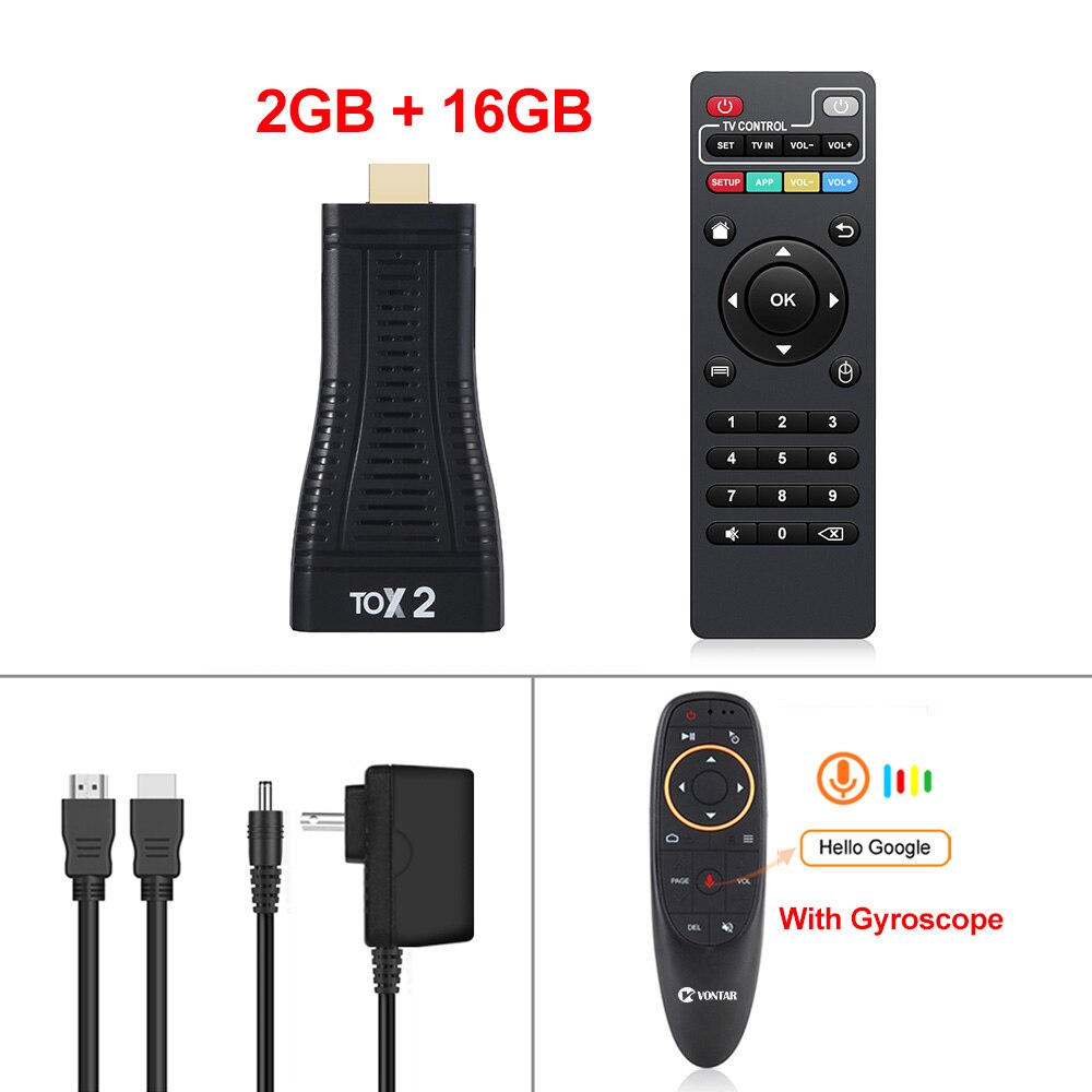 Global TOX2 Tv Stick Android 10.0 Smart Tv Box Android 10 2Gb 16Gb 2.4G &amp; 5G wifi BT5.0 Allwinner H313 Tvbox 1080P 4K Tv Dongle: ons aansluiten / 2GB 16GB G10S RC