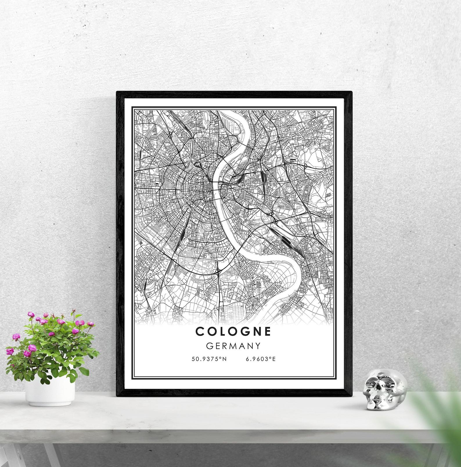 ArtboxONE Poster Köln Skyline – 60x40 Cm Mit Weißem Rahmen, Wandbild, Städte-Motiv