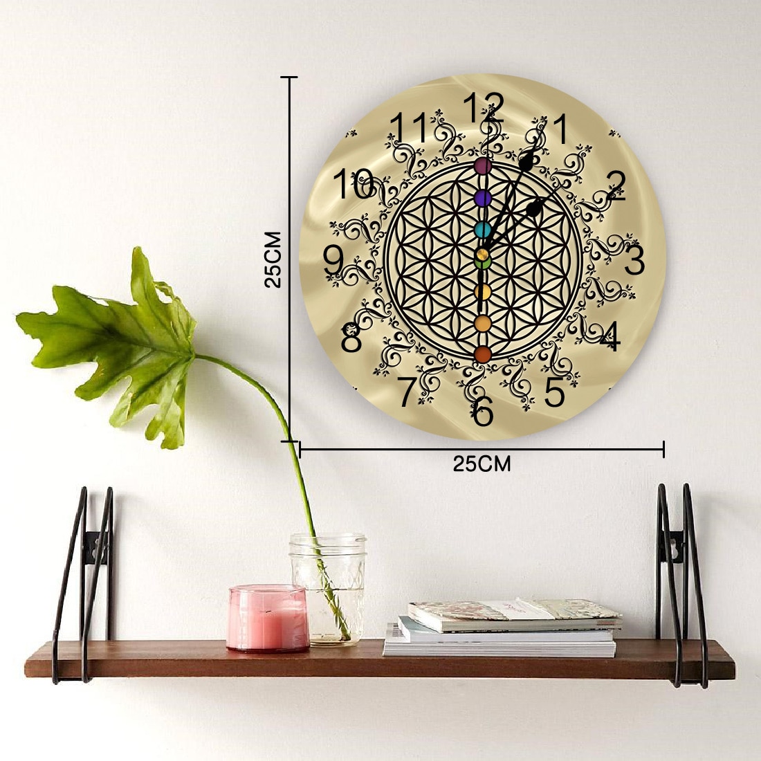Flower of Life-Reloj de pared de Yoga Zen para decoración del hogar, reloj de pared silencioso para cocina, reloj de pared de salón Digital