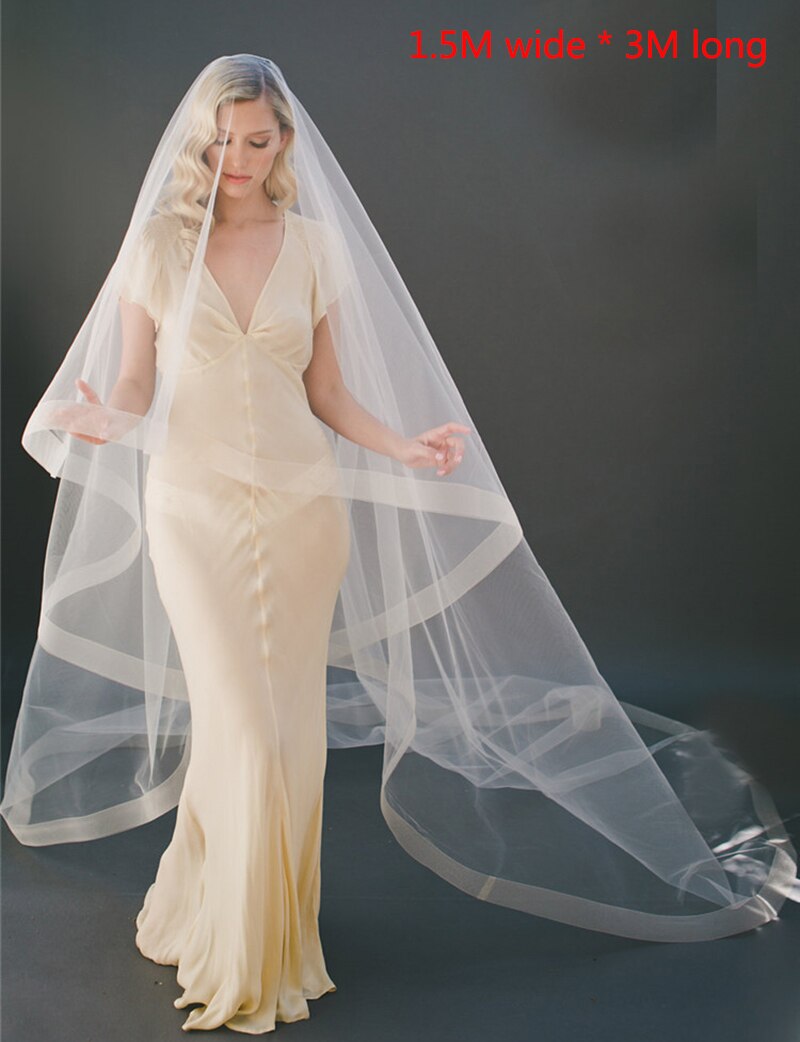 Veu de Noiva mariée valse voile 150 CM 200 CM 300 CM une couche Tulle Long Mariage voile Mariage mariée femmes pas cher accessoires de Mariage