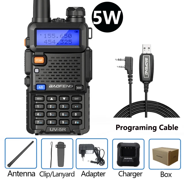 Baofeng uv 5r walkie talkie 5w 8w de alta potência banda dupla presunto rádio em dois sentidos vhf uhf rádio fm transceptor portátil caça 16km: Azul / EURO
