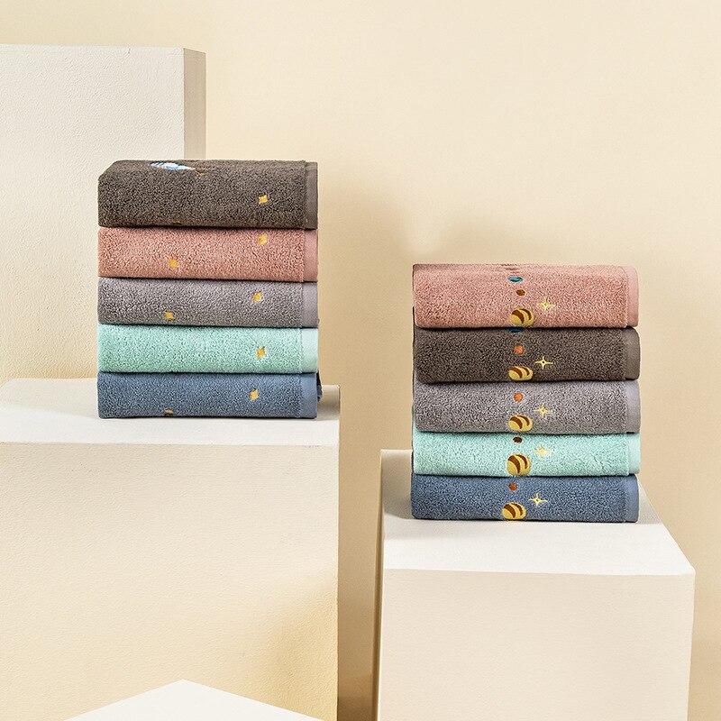 40*90Cm Planeet Katoen Handdoek Borduren Verdikking Mannen En Vrouwen Handdoek Geborduurde Badhanddoek Grote Badstof absorberende Handdoek