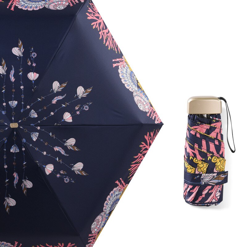 5 sombrillas plegables portátiles de protección solar Mini Parasol femenino de revestimiento negro pequeño Paraguas de bolsillo de negocios femenino Paraguas: H style