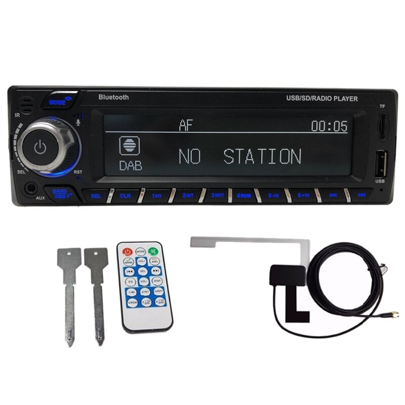 1 din dab+ ontvanger autoradio  mp3 stereo autoradio ondersteuning am fm rds bluetooth usb sd aux met dab-antenne