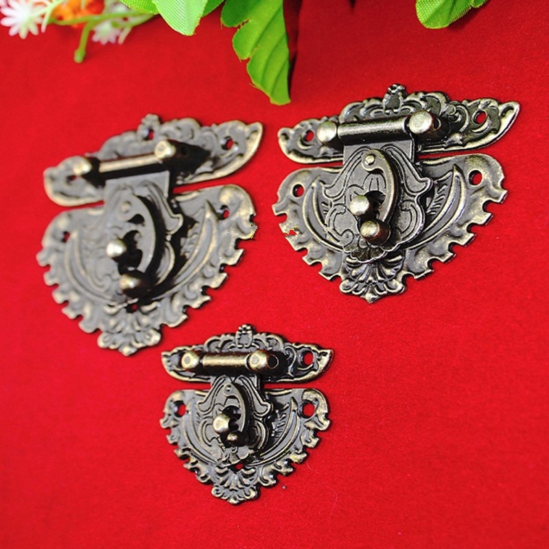 Antieke Vergrendelingen Vangsten Hasps Effen Sluiting Buckles Agraffe Kleine Lock Voor Houten Doos Hardware, Vintage Hart Sloten