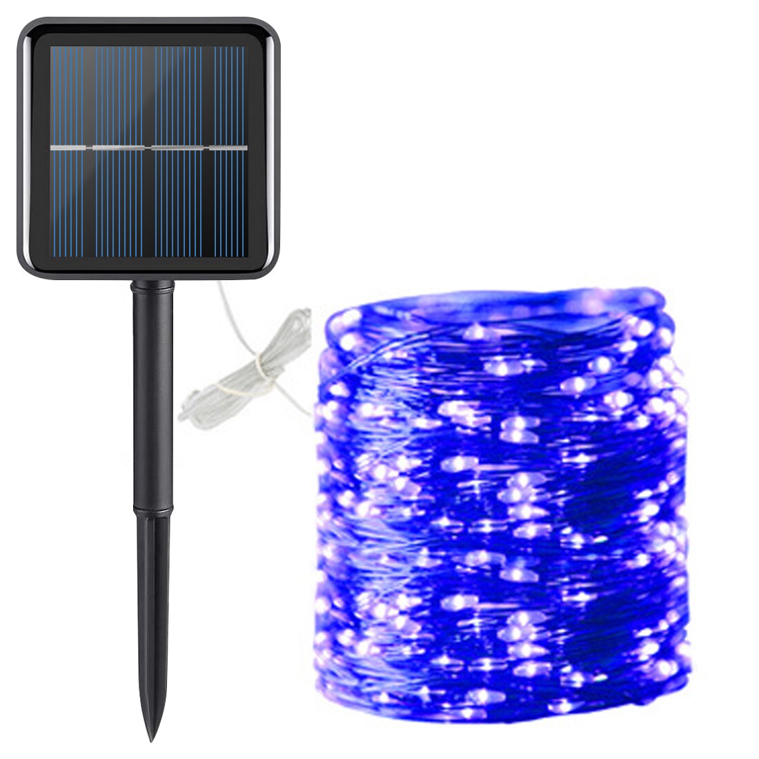 Extérieur 10M 20M lampe solaire LED chaîne fée lumières Flash 100/200led s étanche pour noël jardin Yard fête décoration: Blue / 10M 100LED