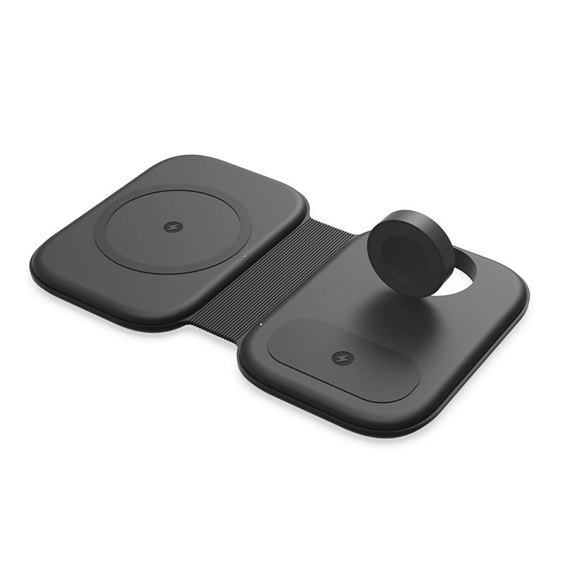 Cargador inalámbrico magnético plegable 3 en 1, cargador rápido Qi de 30W para iPhone 13, 11, 12, X Max, Apple Watch 7, 6, AirPods: Black