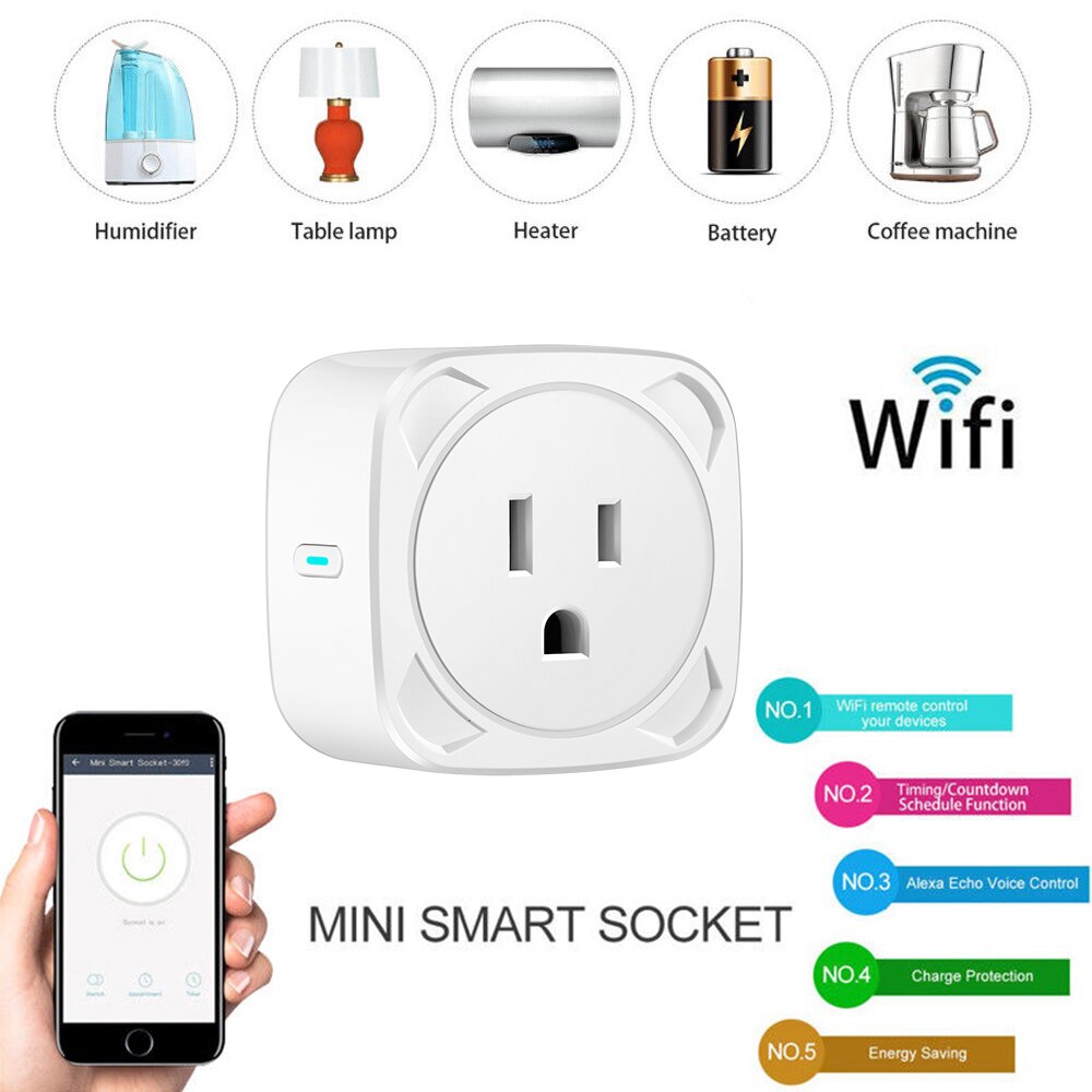Prise intelligente Wifi prise intelligente moniteur de puissance EU télécommande vocale prise domotique travail avec Google accueil Alexa IFTTT: US Plug  BSD13 / US Plug BSD15