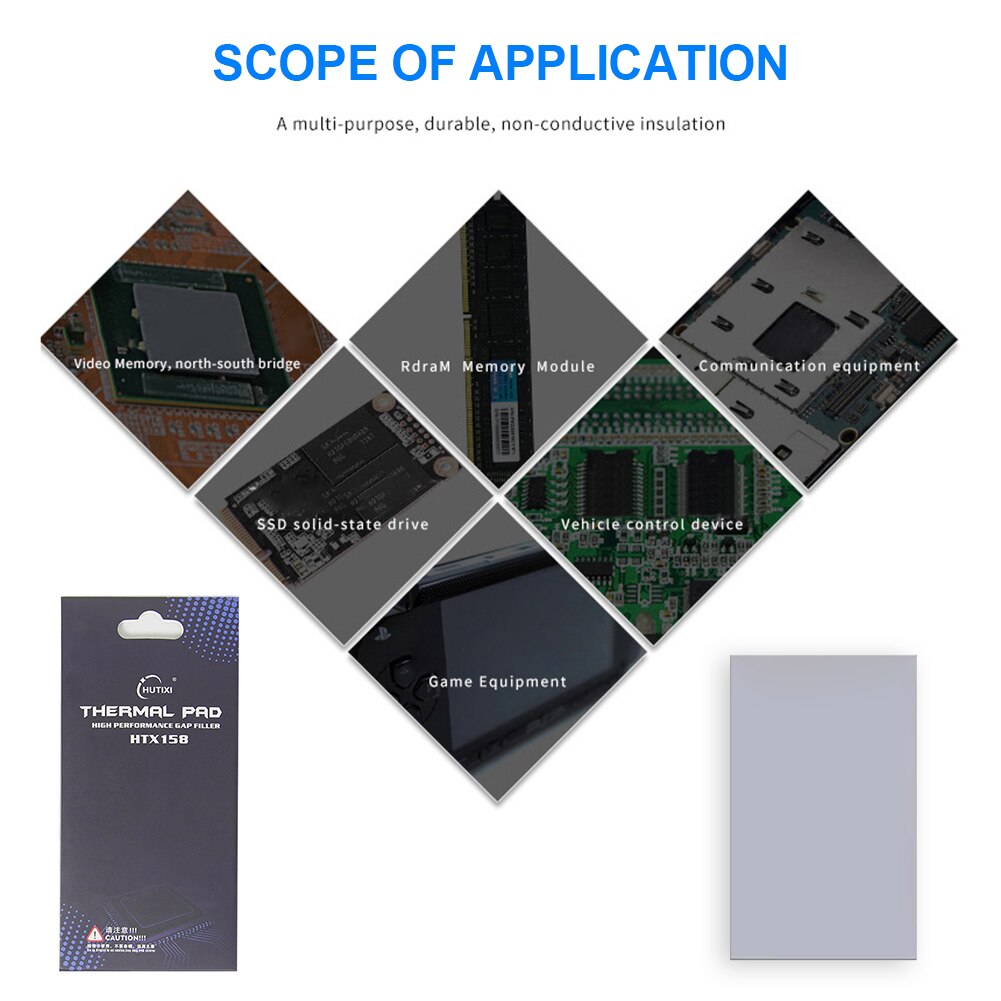 Dissipateur thermique en Silicone pour carte vidéo, 0.5/1.0/1.5/2.0/2.5mm, carte graphique CPU/GPU, dissipateur thermique, ventilateur