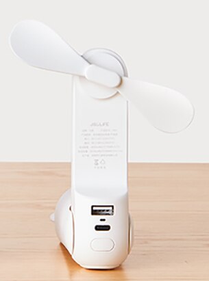Jisulife Mini Ventilator Draagbare Ventilator 4800Mah Blijvende Stille Opvouwbare Usb Oplaadbare Ventilator Met Power Bank En Zaklamp Functie: White F8X 4800mAh