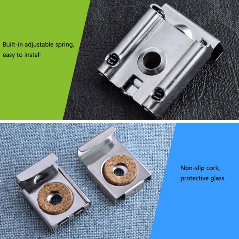 4 Pcs Mirror Mounting Clips Spring Loaded Mirror Hanger Clips Heavy Duty Mirror Fixed Fitting for Bathroom Toilet