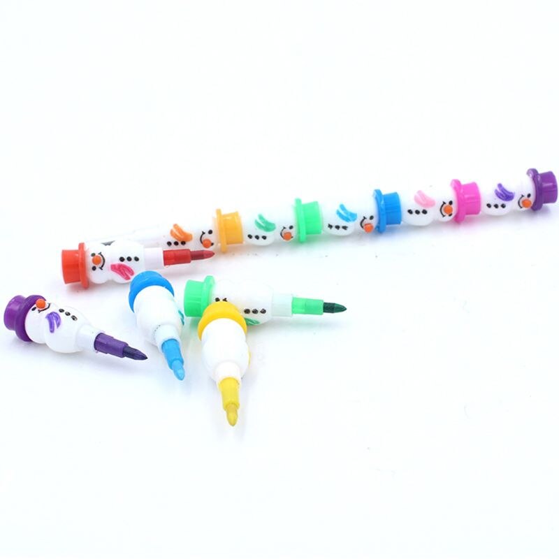 5 pièces assemblables dessin animé bonhomme de neige forme Crayon enfants dessin papeterie