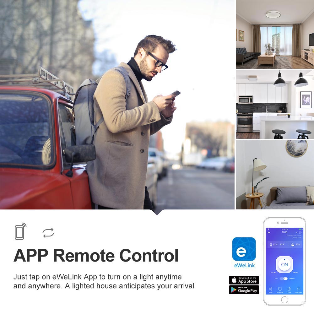 Sonoff-controlador inteligente Itead TH10 10A con Wifi, Control remoto de temperatura y humedad, Sensor de Monitor a través de eWeLink, funciona con Alexa IFTTT
