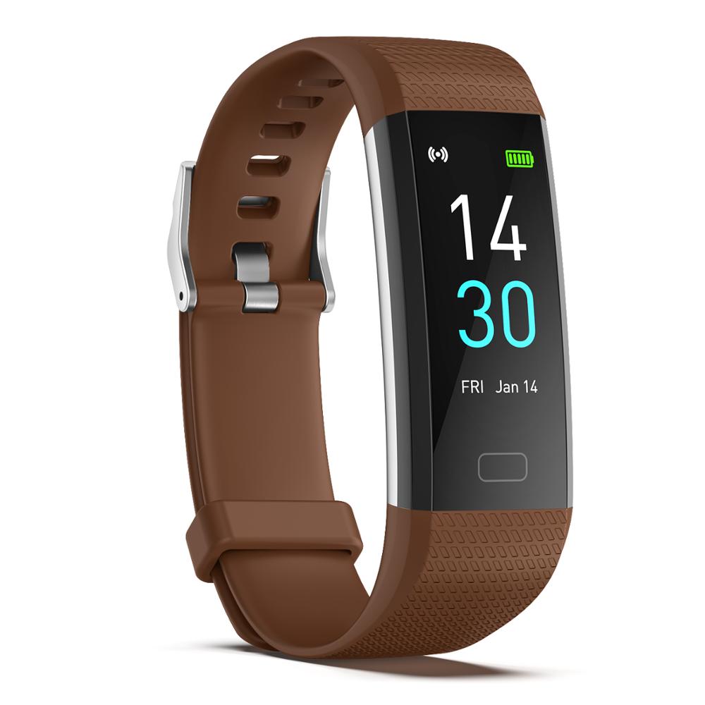 Smart Armband S5 2,0 Schrittzähler Blutdruck Herz Rate Monitor Fitness Tracker Smart Uhr Armband Wasserdichte Erwachsene Kinder: Brown