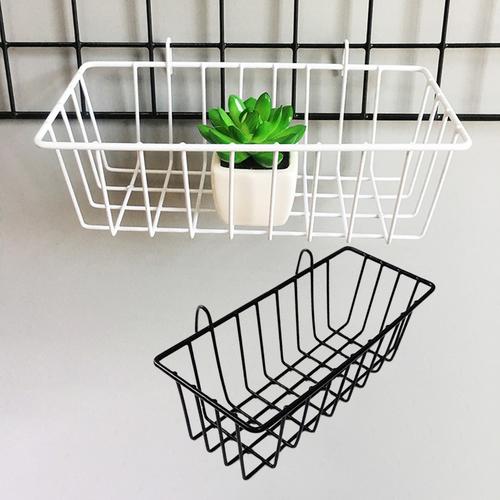 Metal Decorative Storage Basket DIY Grid Flower Pot Hanging Shelf Wall Mounted Iron Frame Hanging Display Rack Home Decoration