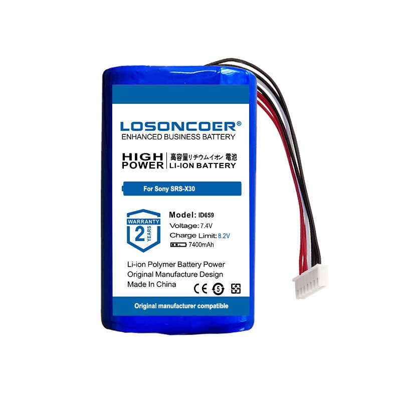 Losoncoer ID659 7400Mah Batterij Voor Sony SRS-X30, SRS-XB3, SRS-XB30, SRS-XB40 ST-06S ID770 JD770B ID659B SRS-XB41