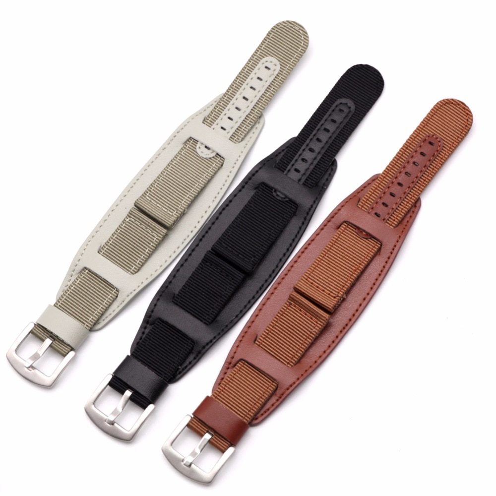 Bumvor nylon urrem urremme rustfrit stål læderrem 18mm 20mm 22mm 24mm urtilbehør mænd kvinde