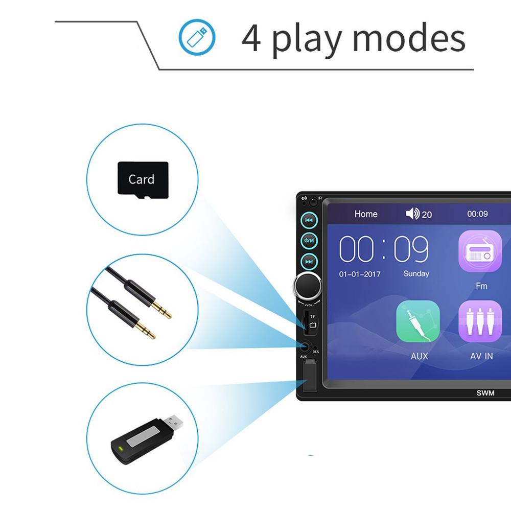 Radio autoradio 2 Din 7 "MP5 lecteur | Multimédia 2din, lien Audio miroir, commande de direction, autoradio