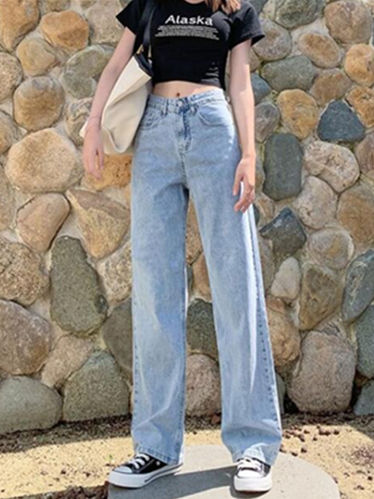 Streetwear Vintage Woman Jeans High Waist Clothes Wide Leg Denim Clothing Summer Harajuku Loose Pants: XXL