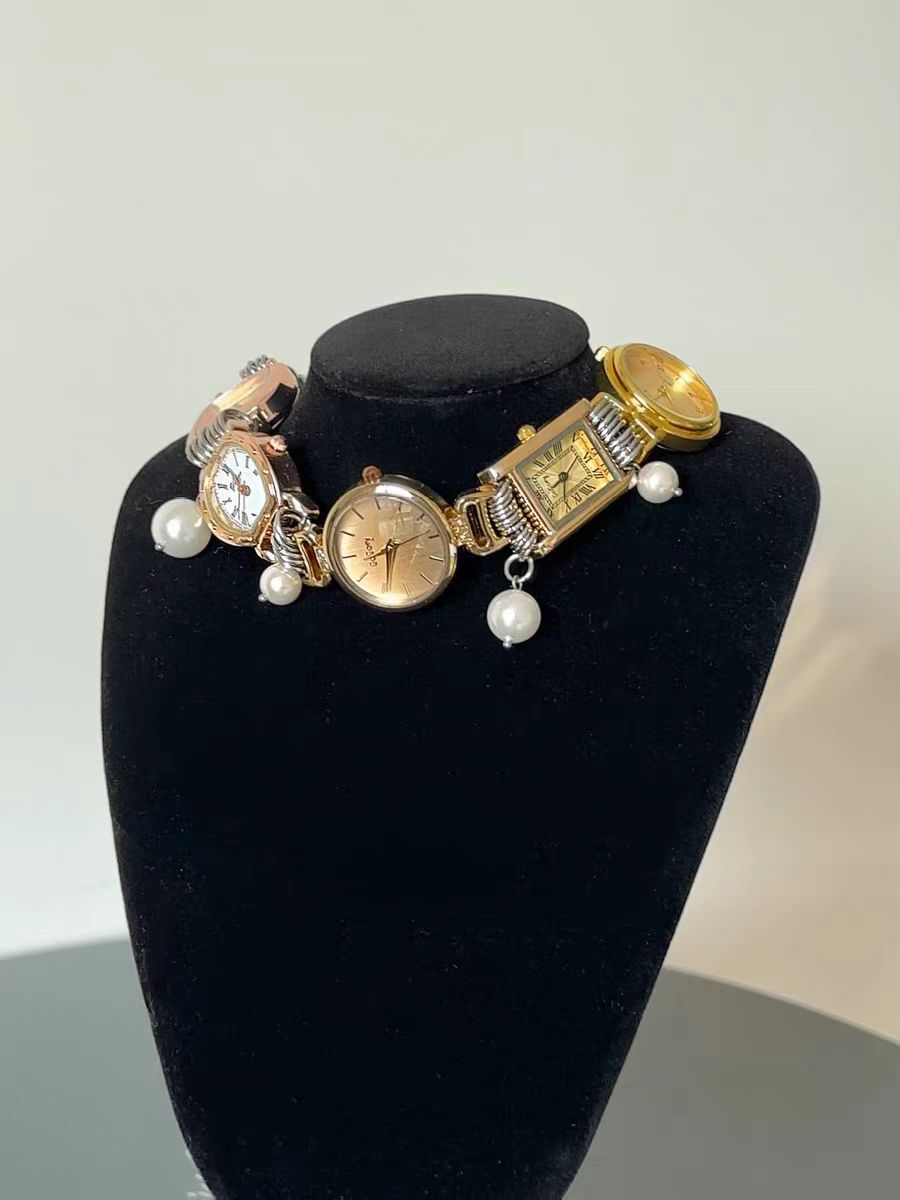 Relógio laminado colar estilo cyberpunk para feminino masculino jóias acessórios presentes de festa: Ouro escuro