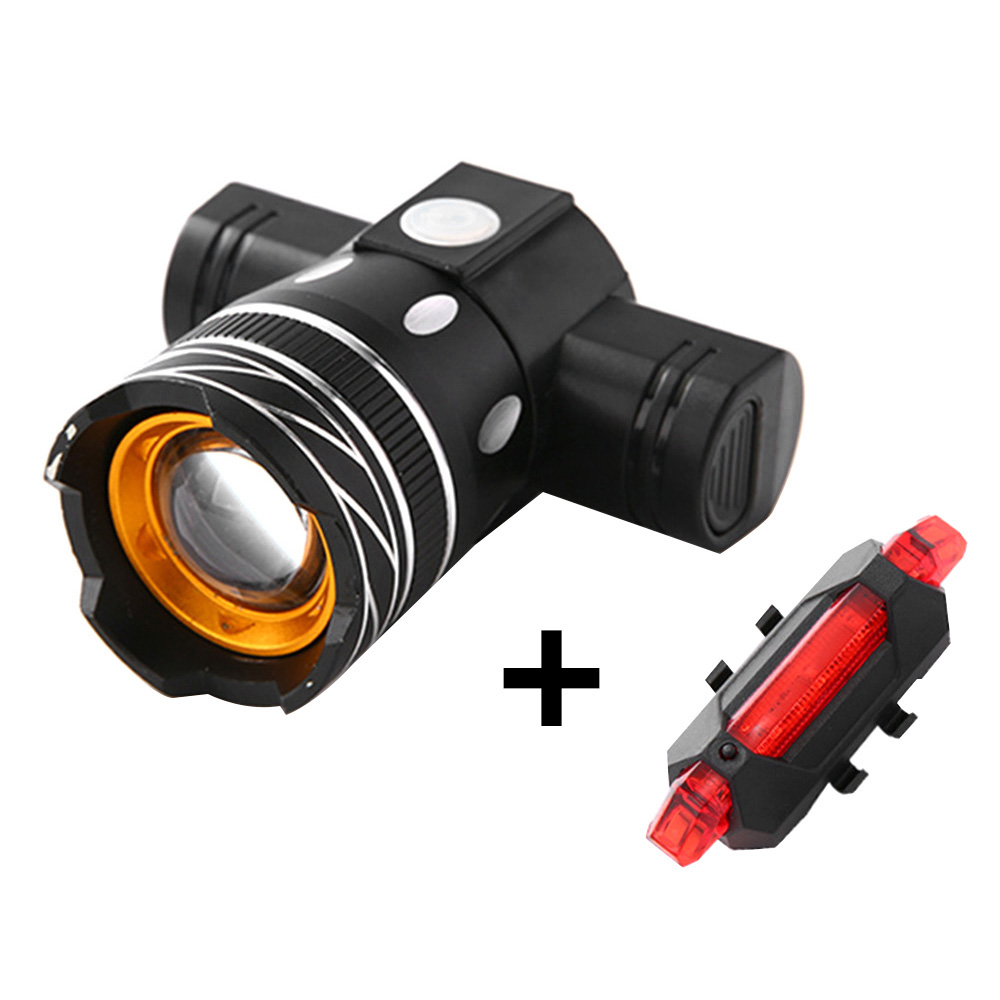 Juego de luces LED para bicicleta, faro recargable por USB, linterna frontal con zoom, resistente al agua, 1000 lúmenes: Default Title