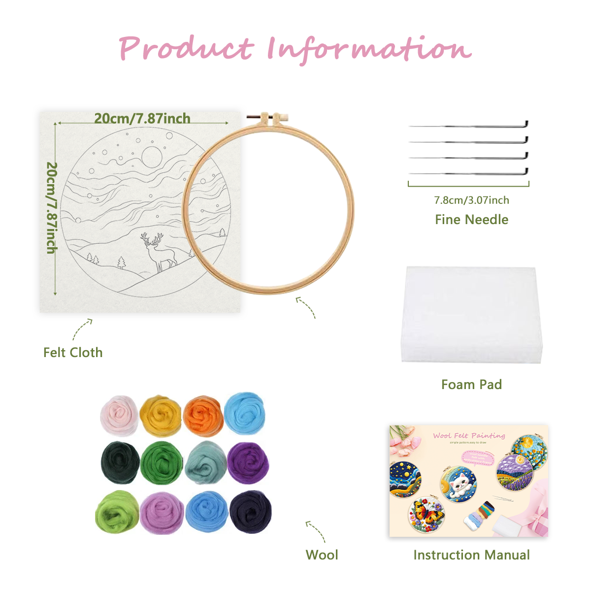 GATYZTORY Wollfilz-Gemälde, DIY-Wollstickerei-einstellen, kreative Blumenlandschaft, Wolle, Nadelfilz, Bild-einstellen, Basteln, Gemälde,
