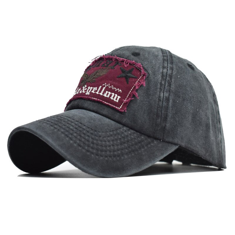 Stil broderad örnhatt antik finish via sköljande baseballkeps matchande snygg kille dam hatt i ren bomull