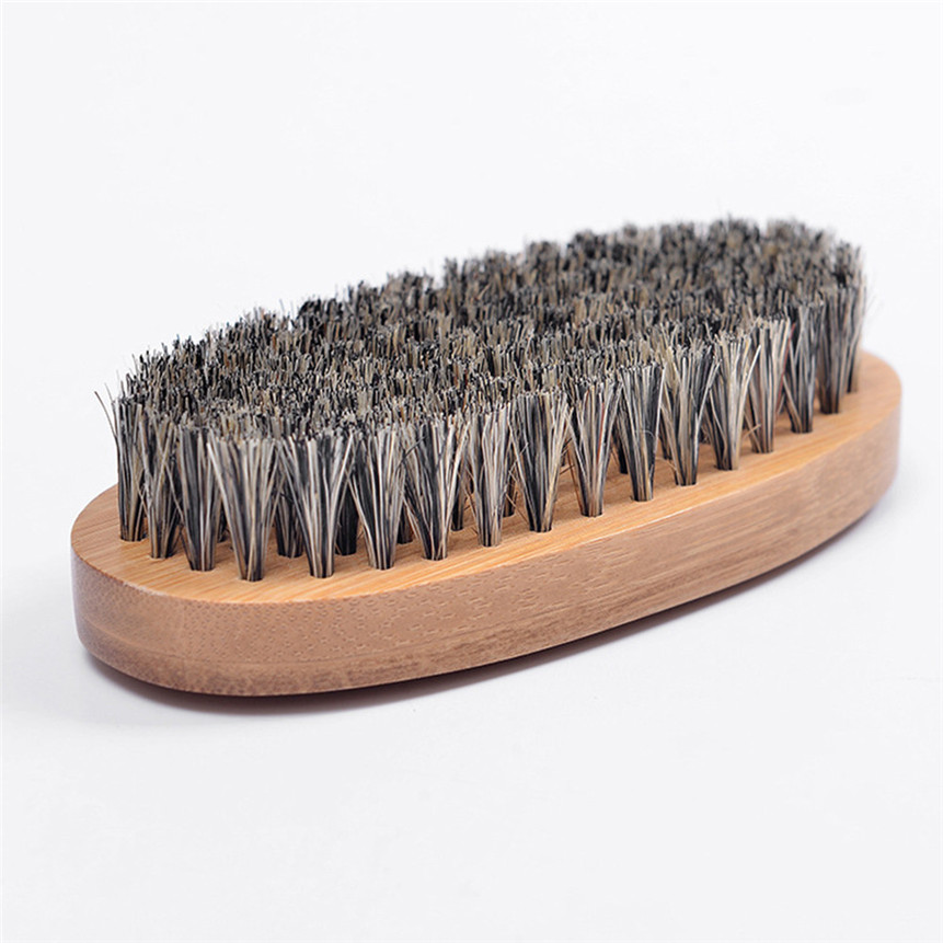 Naturligt vildsvinhår skægbørste skæg efterbehandling arbejder kamskæg og overskæg til mænd bambus ansigtsmassage skægbørste