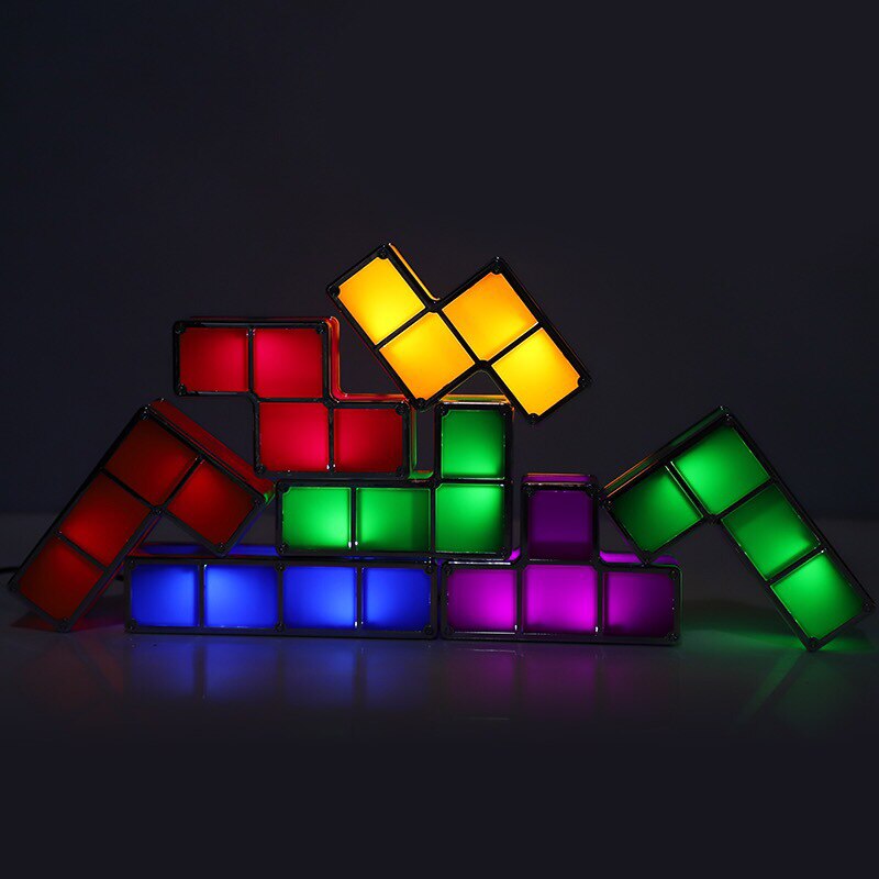 Upgrade Diy Nachtlampje Kleurrijke Stapelbaar Tangram Puzzel 7 Stuks Led Inductie Grijpende Licht 3D Speelgoed