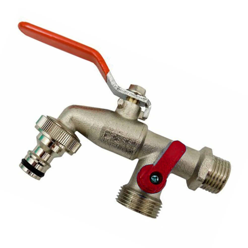 Garden Outdoor Tap Valve Anti-rust Brass Tap Connector Faucet Double Outlet 1/2inch BSP For Hozelock