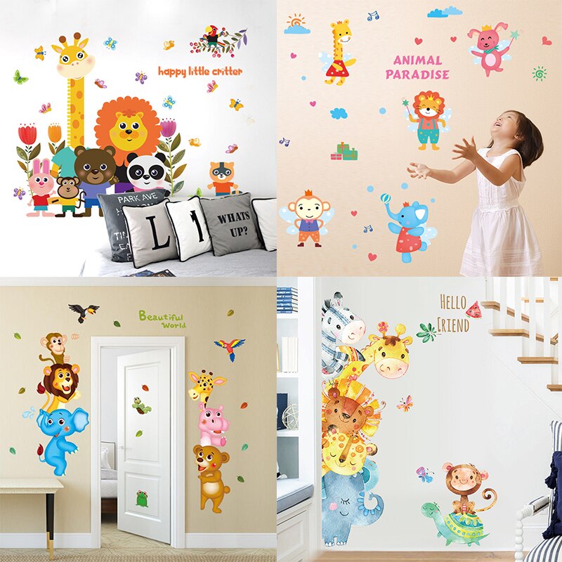 Zs Sticker Animals Wall Stickers Children Room Home Decor Safari Vinyl Kids Room Decal Baby Room Nursery Decor