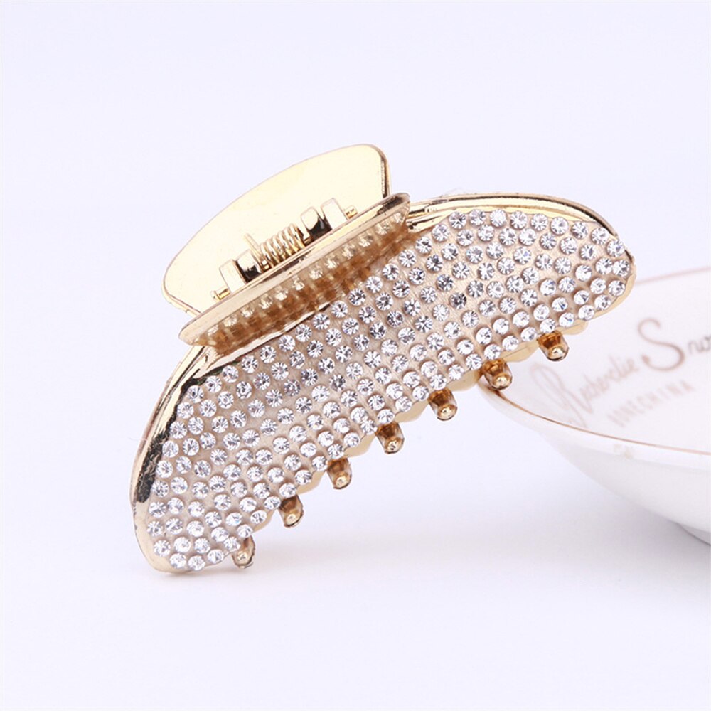 Glitter rhinestone hårklør for kvinner legert hårnåler krabbeklemme kjerringrokk grip klips hårtilbehør: C